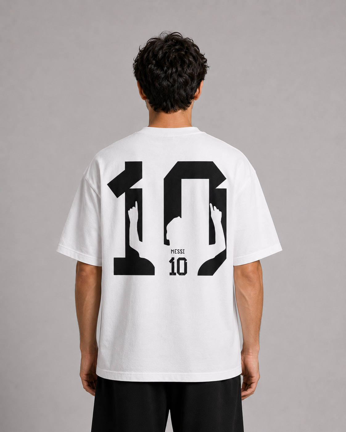 RAAH Messi 10 White Oversized Tee back view